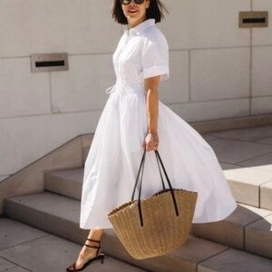 NWT J.Crew White Woman’s Elena shirt-dress in cotton poplin SZ 20